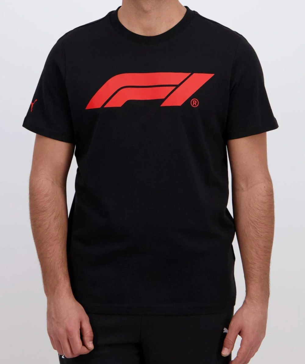 PUMA X F1 Essentials Logo T-Shirt Small Black Motorsport Short Sleeve Graphic